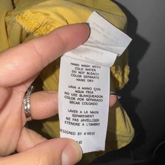 Anthropologie A’Reve Woman’s Off Shoulder Puff Sleeve Dress Sz L Yellow Boho - Picture 6 of 10